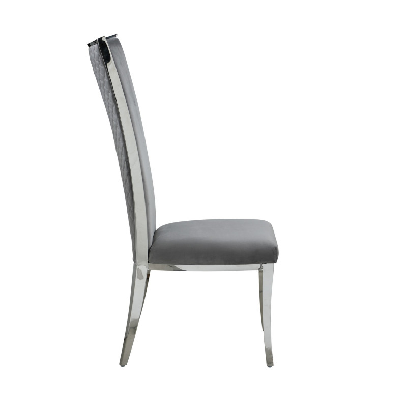 Isabel Sc Gry Pol High Back Upholstered Chair Stainless Steel Frame 4