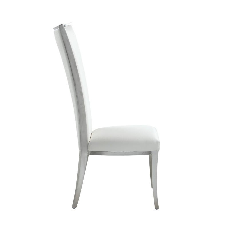 Isabel Sc Wht Bsh High Back Upholstered Chair Stainless Steel Frame 7