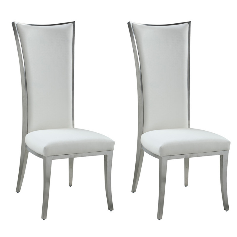 High Back Upholstered Chair  Stainless Steel Frame (Set of 2)
