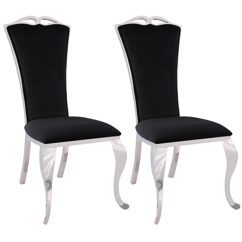 JAMIE-SC-BLK Modern Tall-Back Side Chair  Cabriole Legs (Set of 2)