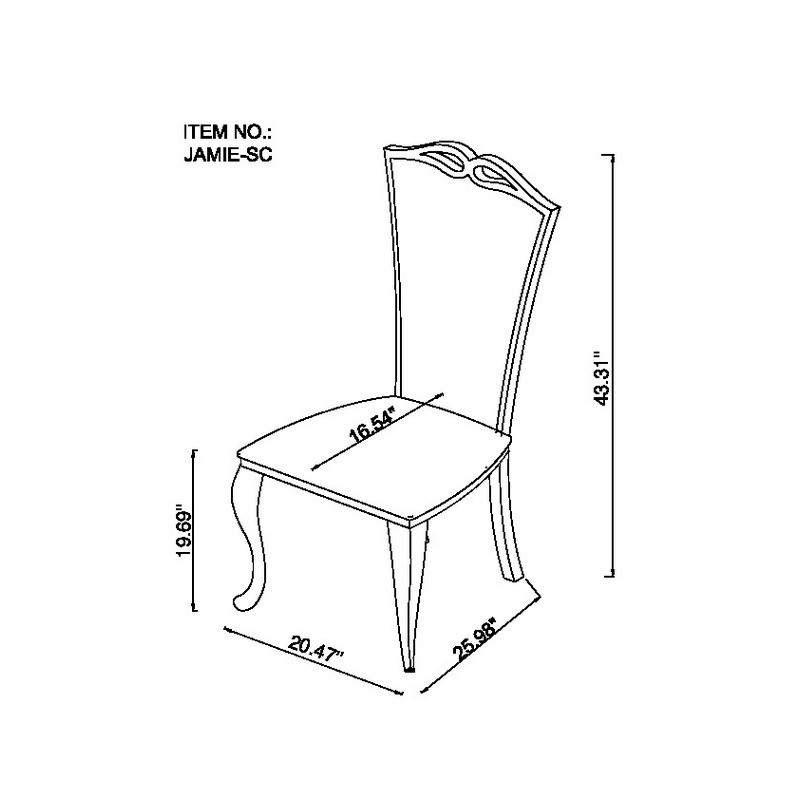 Jamie Sc Blk Modern Tall Back Side Chair Cabriole Legs 99