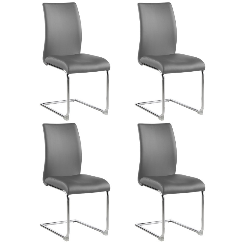 JANE-SC-GRY Modern Contour Back Cantilever Side Chair (Set of 4)