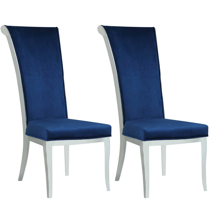 JOY-SC-BLU-FAB Contemporary Tall Roll Back Side Chair (Set of 2)