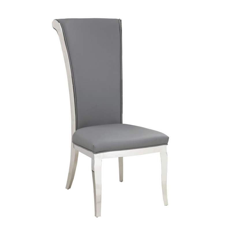 Joy Sc Gry Pu Contemporary Tall Roll Back Side Chair 2