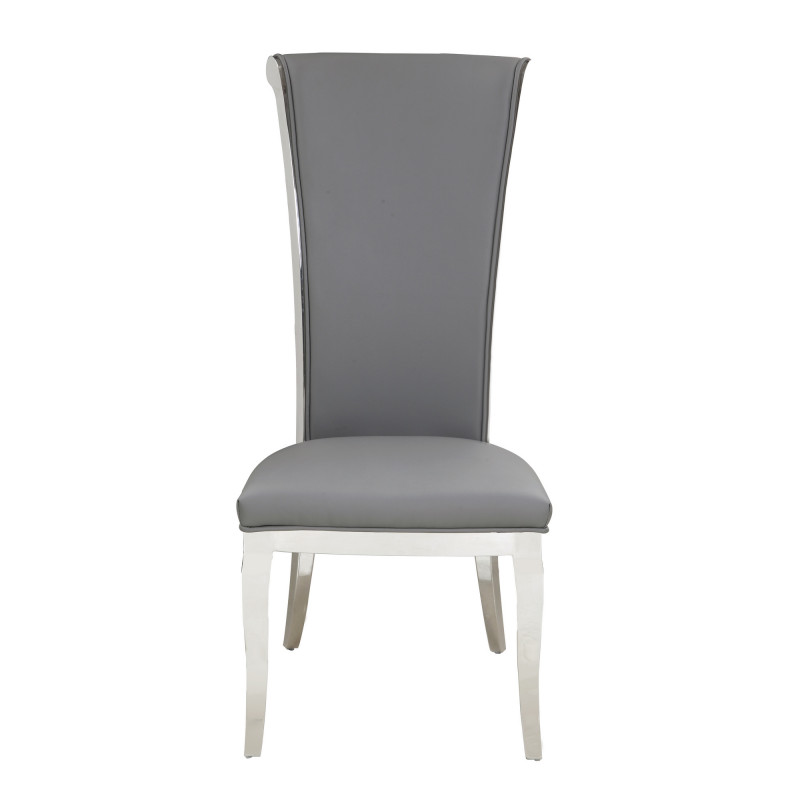 Joy Sc Gry Pu Contemporary Tall Roll Back Side Chair 4