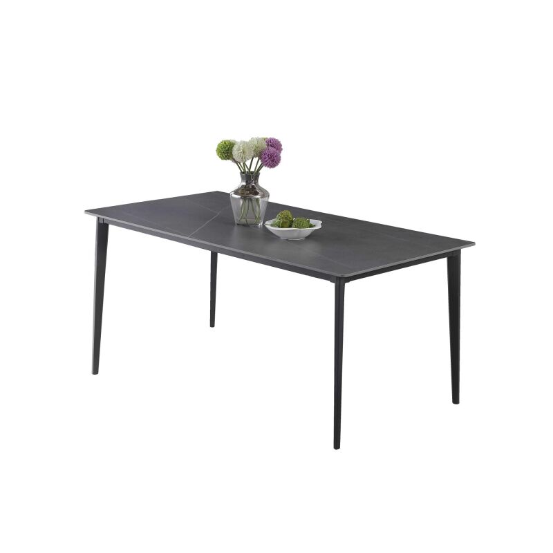 KATE-DT Marbleized Sintered Stone Top Table w/ Steel Four-legged Base