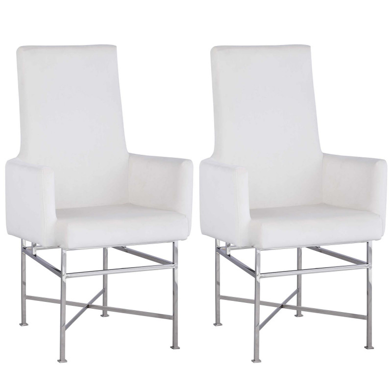 KENDALL-AC-CRM Contemporary Arm Chair  Steel Frame (Set of 2)