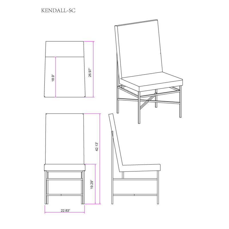 Kendall Sc Crm Contemporary Side Chair Steel Frame 99
