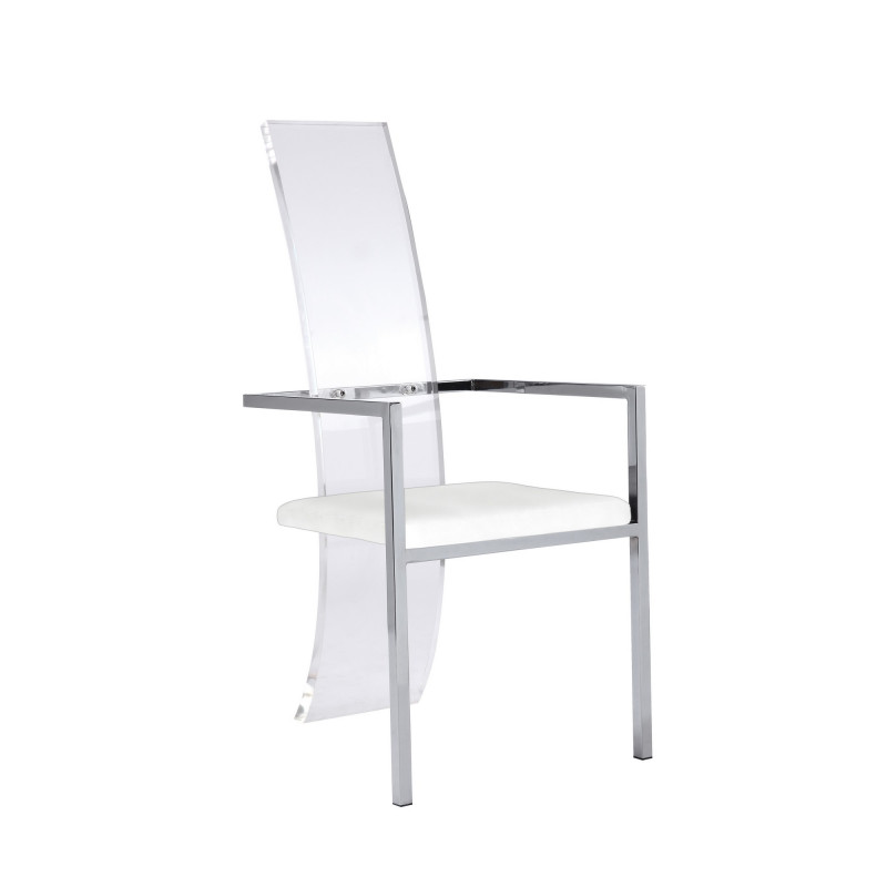 Layla Ac Wht Contemporary Acrylic High Back Upholstered Arm Chair 2