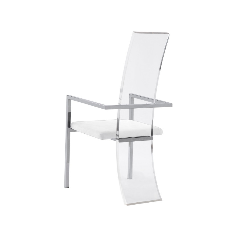 Layla Ac Wht Contemporary Acrylic High Back Upholstered Arm Chair 3