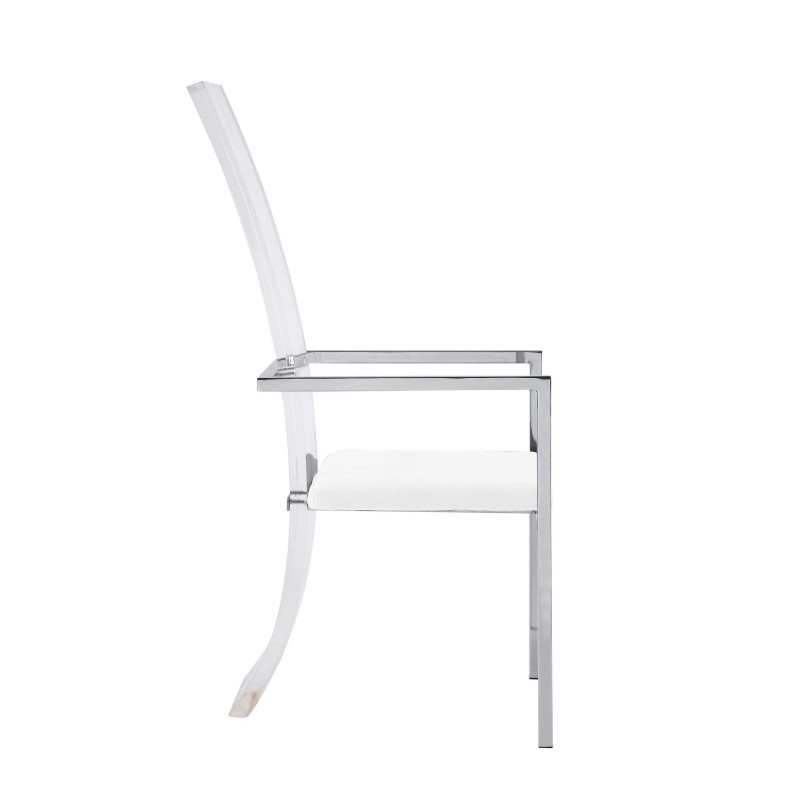 Layla Ac Wht Contemporary Acrylic High Back Upholstered Arm Chair 6