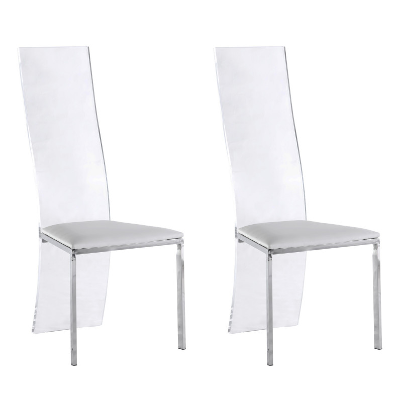 LAYLA-SC-WHT Contemporary Acrylic High-Back Upholstered Side Chair (Set of 2)