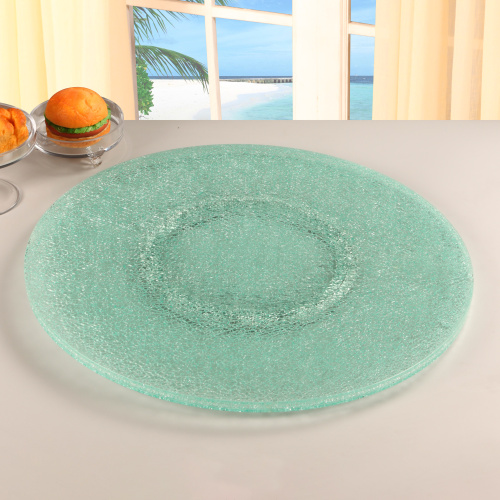 LAZY-SUSAN-24S 24” Round Clear Crackled Glass Lazy Susan