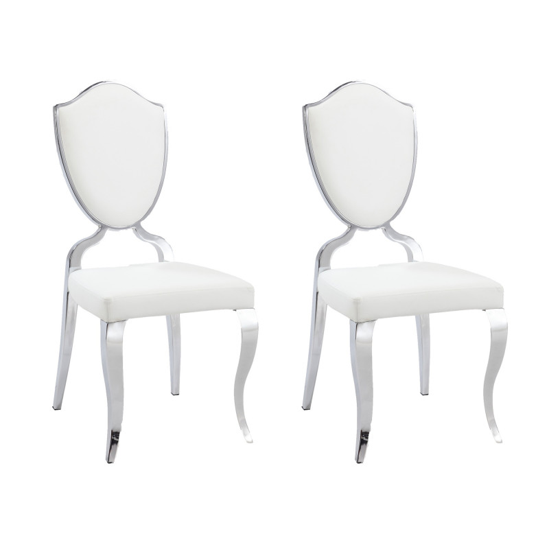 LETTY-SC-WHT Shield-Back Side Chair with Cabriole Legs (Set of 2)