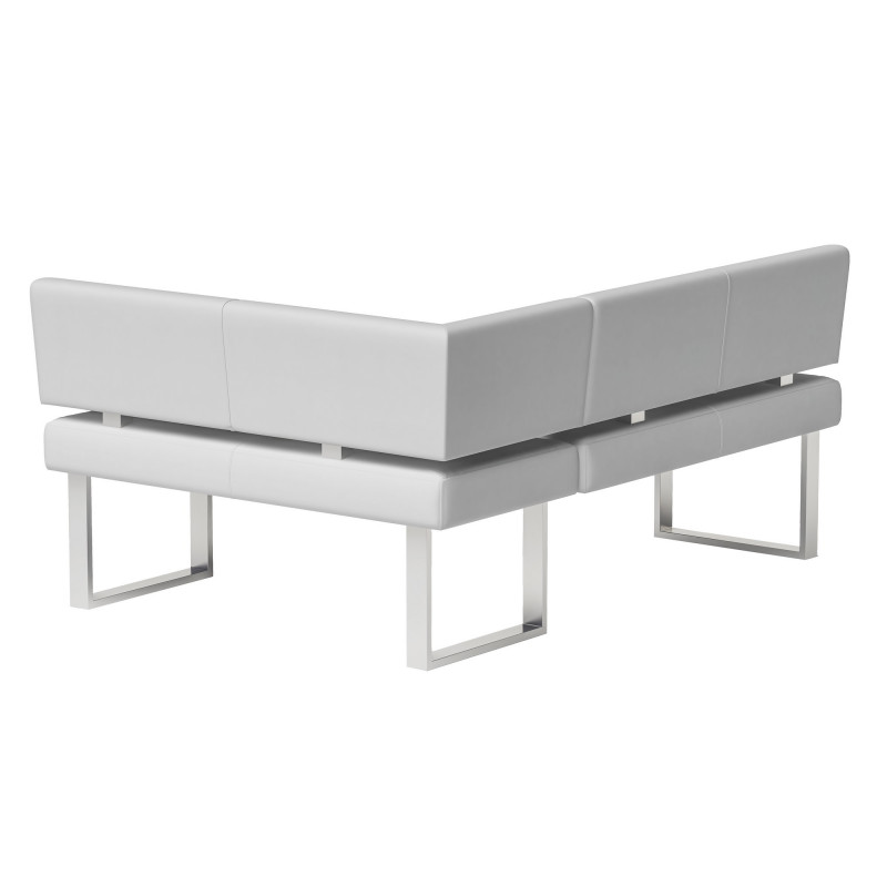 Linden 3pc Contemporary Dining Set White Gloss Table Upholstered Bench Nook 8