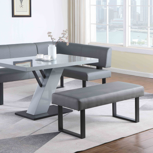 LINDEN-BCH-GRY Upholstered Bench  Steel Legs