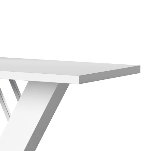 Linden Dt Contemporary Dining Table White Gloss Top Y Shaped Pedestal 6
