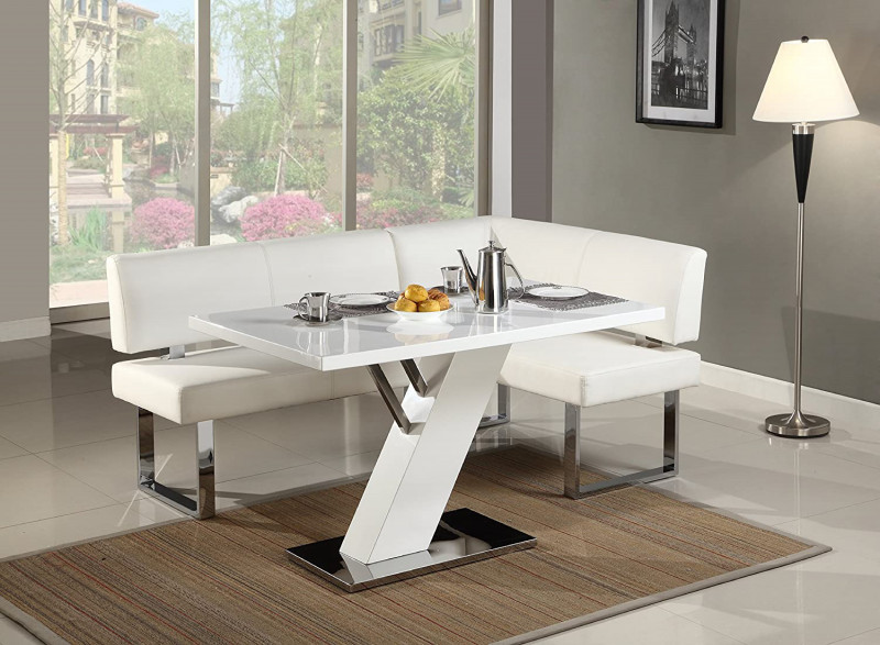LINDEN-NOOK-SET Contemporary Dining Set  Wooden Dining Table & Upholstered Nook