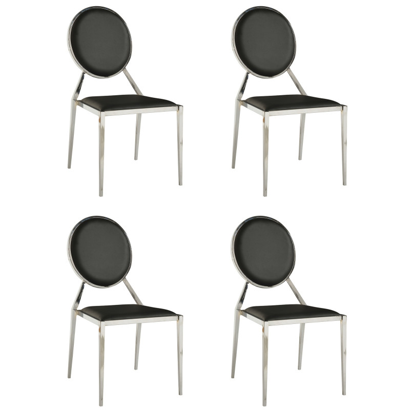 LISA-SC-BLK Contemporary Round-Back Upholstered Side Chair (Set of 4)