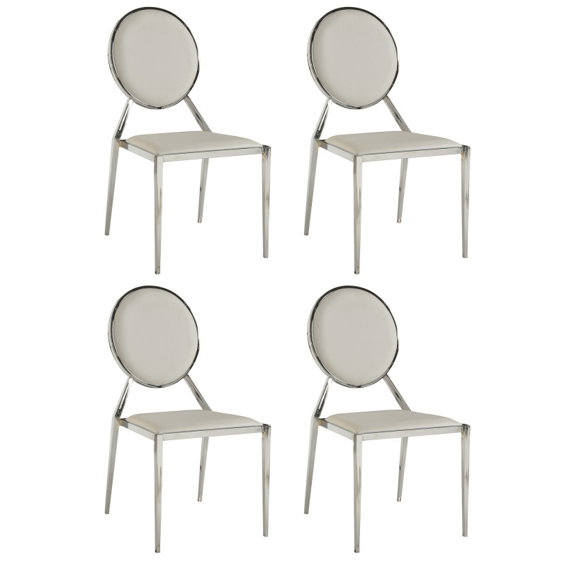 LISA-SC-WHT Contemporary Round-Back Upholstered Side Chair (Set of 4)