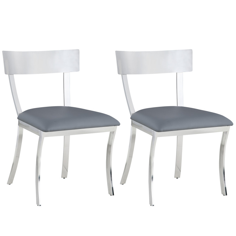MAIDEN-SC-GRY Contemporary Curved-Back Side Chair (Set of 2)