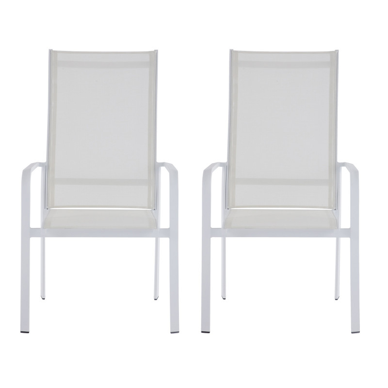MALIBU-AC-WHT-HB Contemporary High Back Outdoor Chair with Sling Seat of 2