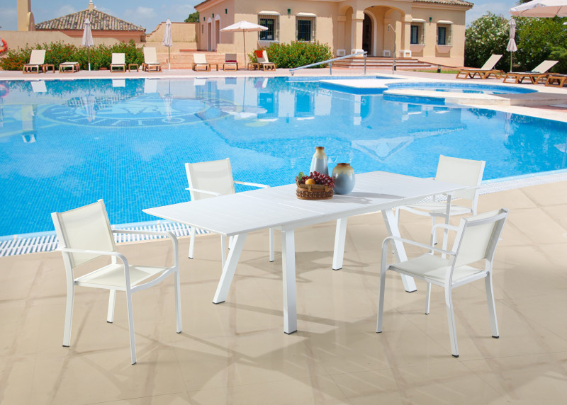Malibu Dt Wht Ext Contemporary Uv Resistant Outdoor Extendable Table 4