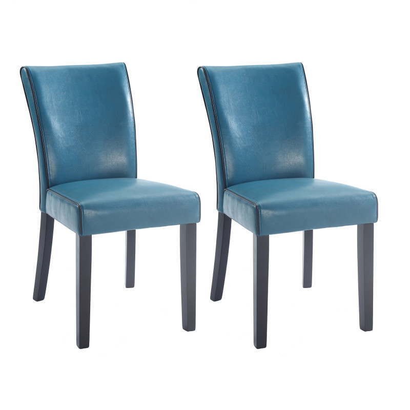 MICHELLE-PRS-SC-BLU Bonded Leather Parson Chair (Set of 2)