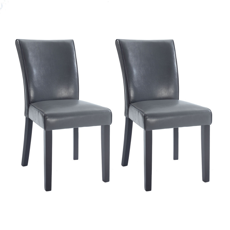 MICHELLE-PRS-SC-GRY Bonded Leather Parson Chair (Set of 2)