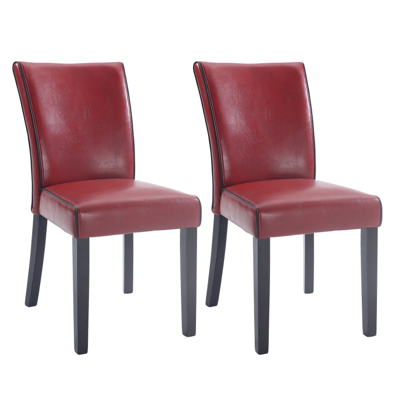 MICHELLE-PRS-SC-RED Bonded Leather Parson Chair (Set of 2)