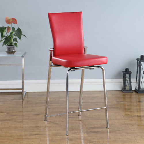 MOLLY-CS-RED-CHM Contemporary Motion Back Counter Stool  Chrome Frame