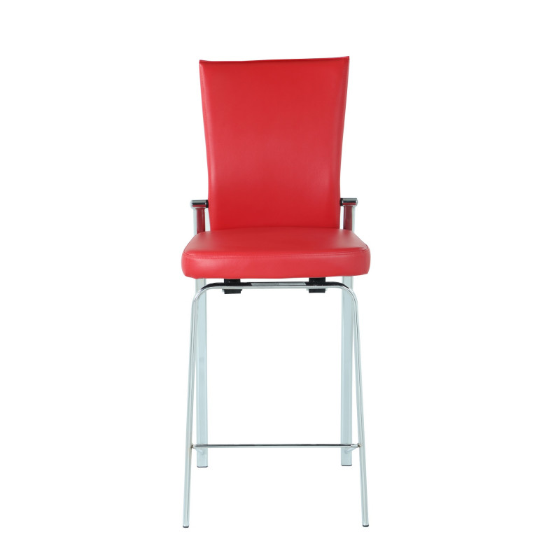 MOLLY-CS-RED-CHM Contemporary Motion Back Counter Stool  Chrome Frame