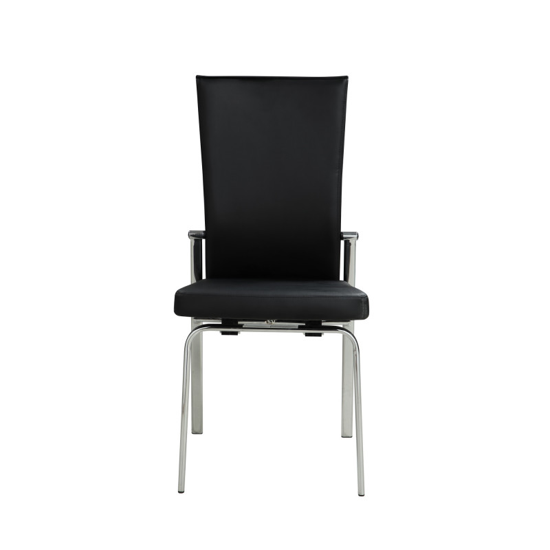 Molly Sc Blk Lth Contemporary Motion Back Leather Upholstered Side Chair Chrome Frame 3