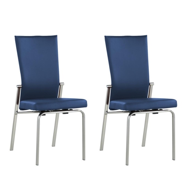 MOLLY-SC-BLU Contemporary Motion-Back Side Chair  Chrome Frame (Set of 2)