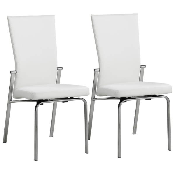 MOLLY-SC-WHT-LTH Contemporary Motion-Back Leather Upholstered Side Chair (Set of 2)