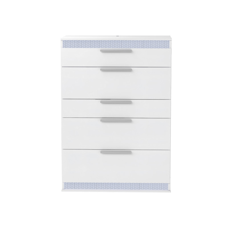 Moscow Cht Modern Gloss White 5 Drawer Bedroom Chest 3