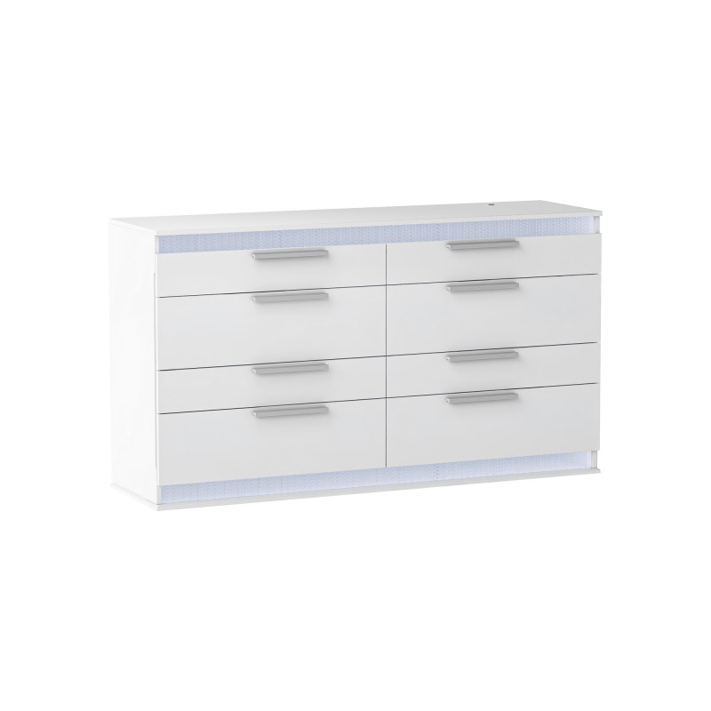 MOSCOW-DRS Modern Gloss White 8-Drawer Dresser