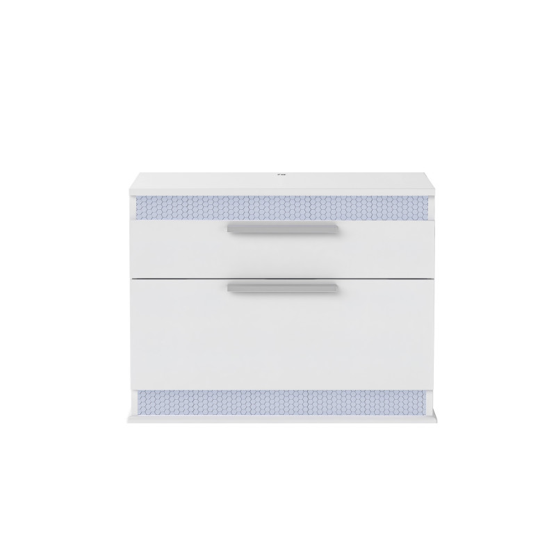 Moscow Ns Modern Gloss White 2 Drawer Night Stand 3