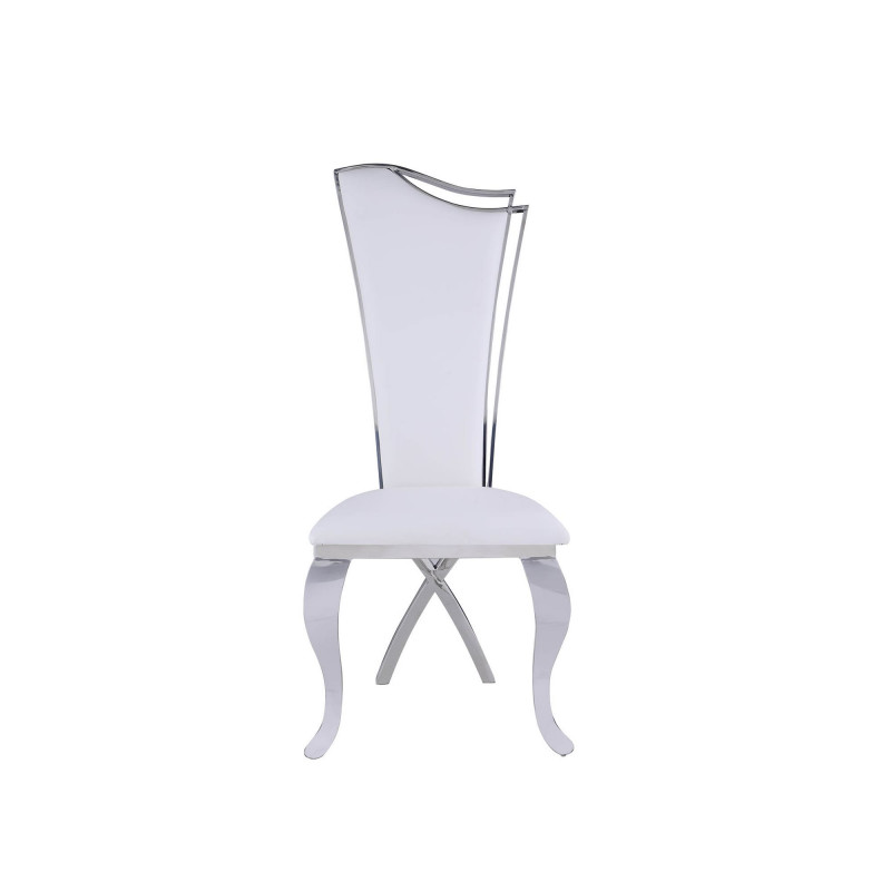 Nadia Sc Wht Pu Contemporary Tall Back Upholstered Side Chair 5