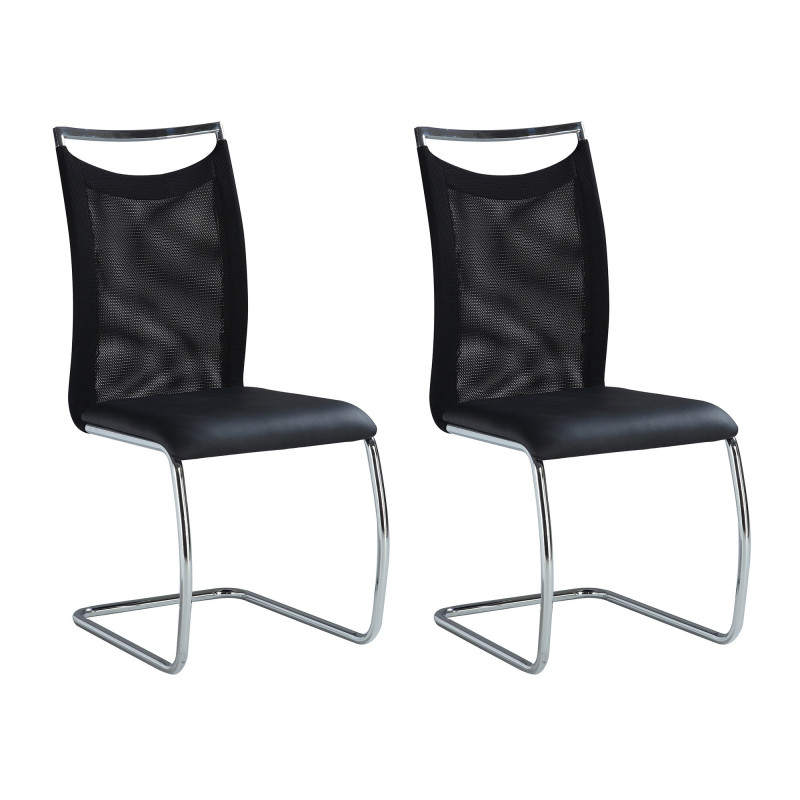 NADINE-SC-BLK Meshed Back Cantilever Side Chair (Set of 2)