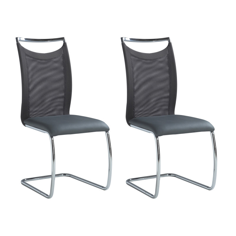 NADINE-SC-GRY Meshed Back Cantilever Side Chair (Set of 2)