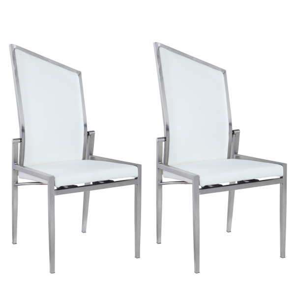 NALA-SC-WHT-BSH Contemporary Motion-Back Side Chair (Set of 2)