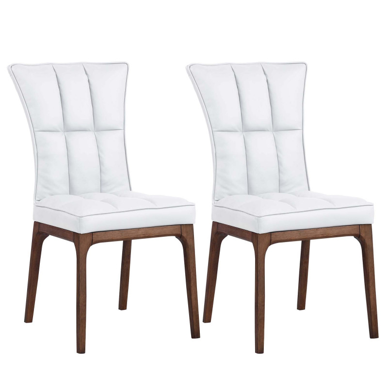 PEGGY-SC-WAL-WHT Modern Tufted Side Chair  Solid Wood Frame (Set of 2)