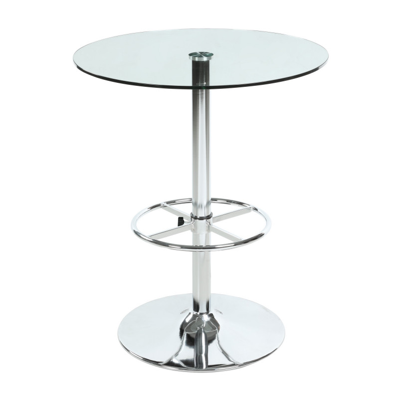 PUB TABLE-30 Round Glass Top Pub Table  Full Ring Footrest
