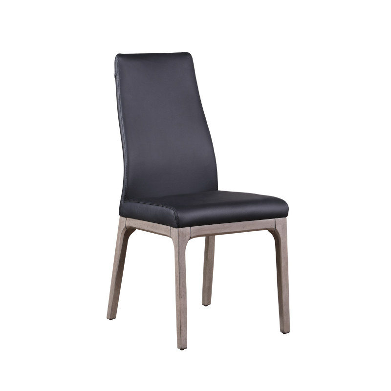 Rosario Sc Gry Blk Modern Contour Back Upholstered Side Chair Solid Wood Base 1