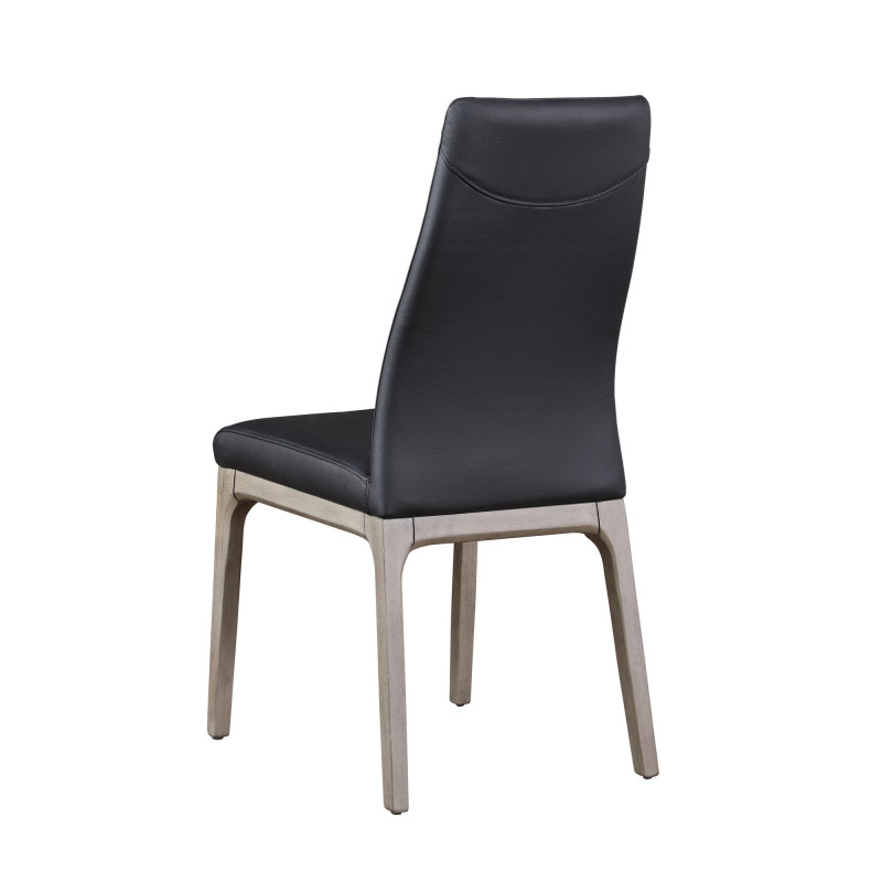 Rosario Sc Gry Blk Modern Contour Back Upholstered Side Chair Solid Wood Base 2