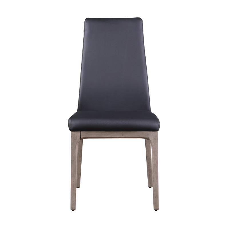 Rosario Sc Gry Blk Modern Contour Back Upholstered Side Chair Solid Wood Base 3