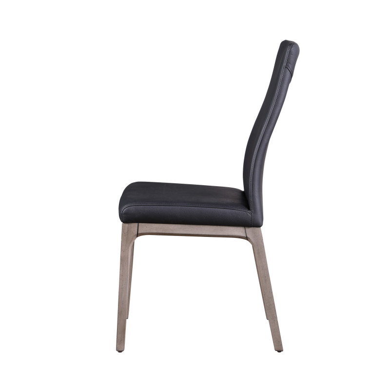 Rosario Sc Gry Blk Modern Contour Back Upholstered Side Chair Solid Wood Base 4