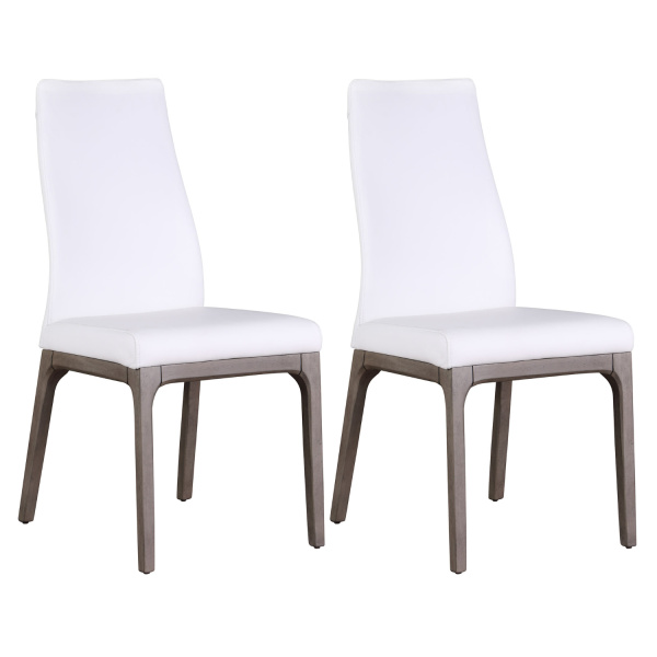 Modern Contour Back Upholstered Side Chair  Solid Wood Base (Set of 2)