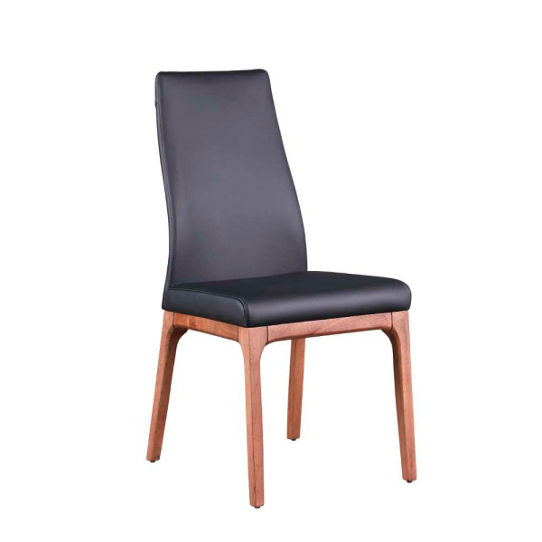 Rosario Sc Wal Blk Chintaly Modern Contour Back Upholstered Side Chair Solid Wood Base Set Of 2 2
